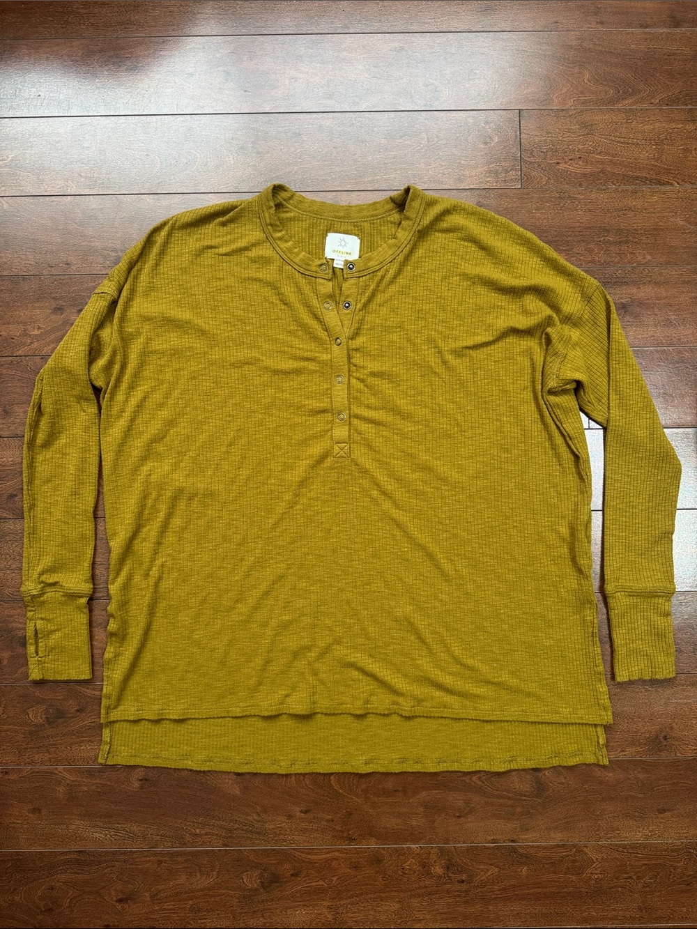 Offline by Aerie Olive Green Henley Long Sleeve